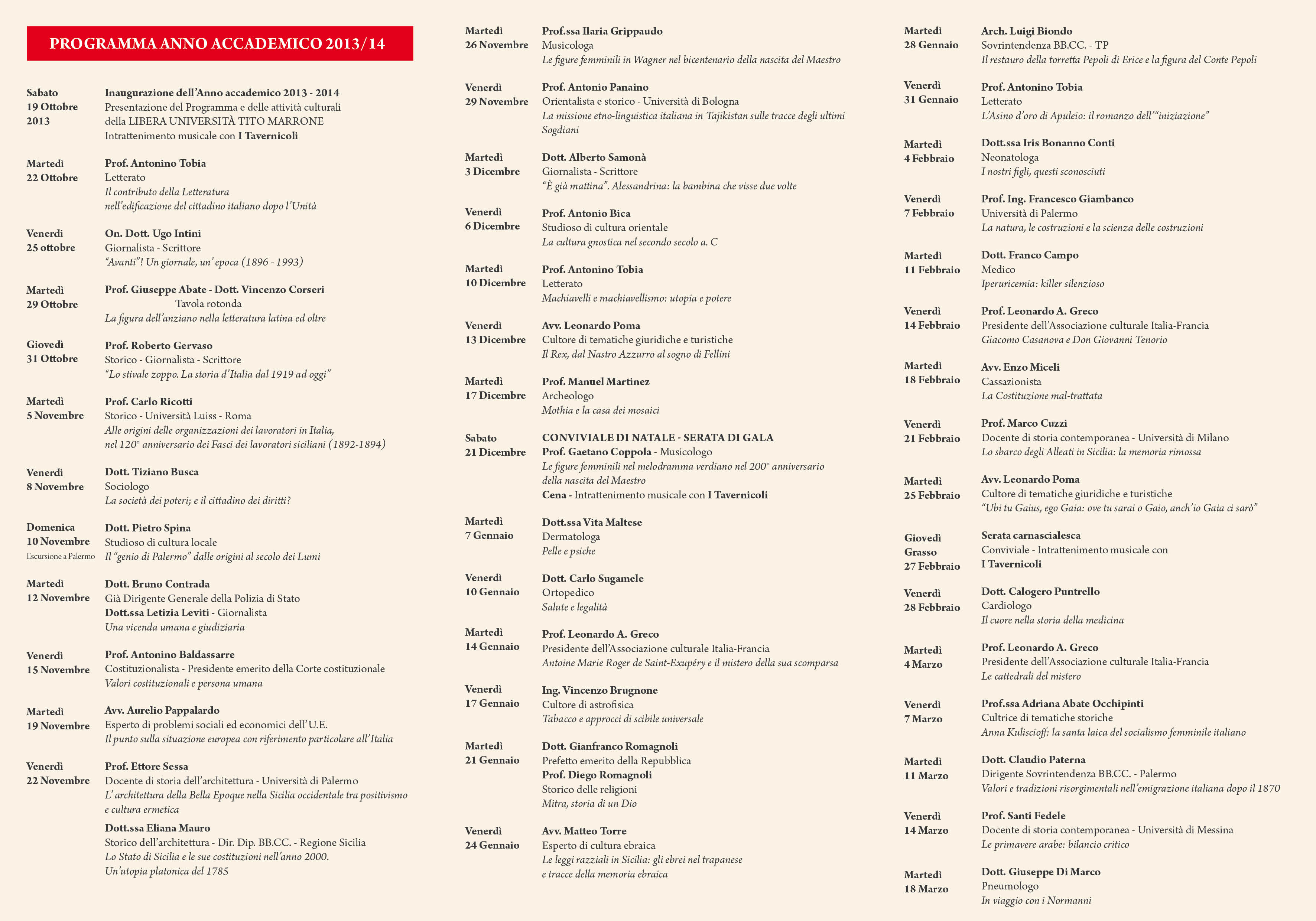 Immagine riferita a: Calendario delle attivit Anno 2013 - 2014